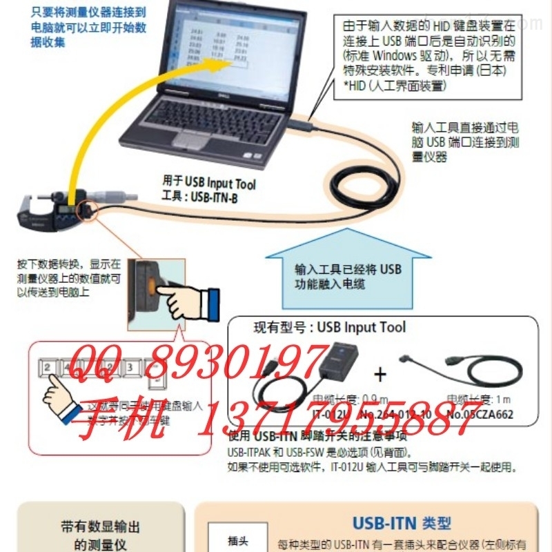 日本Mitutoyo三丰05CZA663卡尺用防水数据线